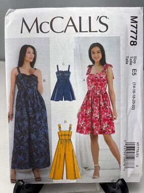 McCalls M7778 Sewing Pattern Dress Romper Jumpsuit Size 14-16-18-20-22 Uncut